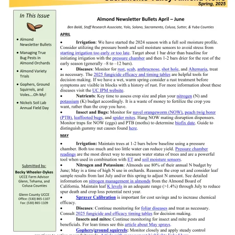 Glenn County UCCE Sacramento Valley Almond Newsletter - Spring 2025