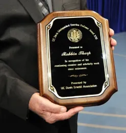 Close-up of plaque.