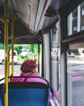 Person riding bus